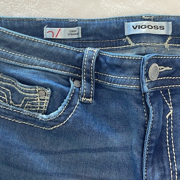 Vigoss Crop Straight Jeans Embroidered Pockets Womens sz 12 - Picture 2 of 10
